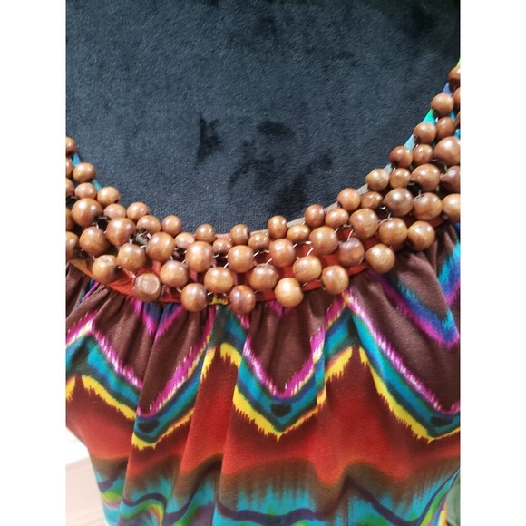 Heart Soul Women Multicolor Beaded Halter Neck Sleeveless Casual Top Blouse L - Picture 4 of 12